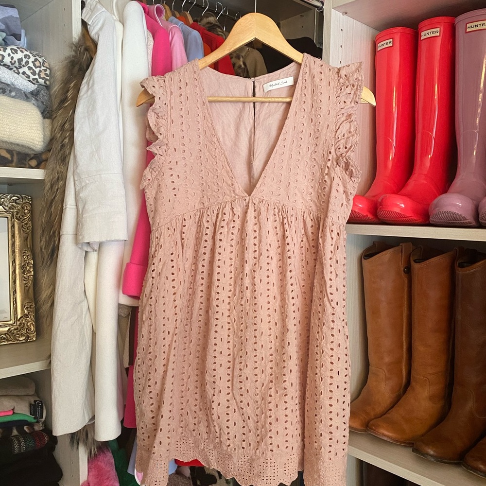 Mustard Seed dusty pink eyelet romper/dress
